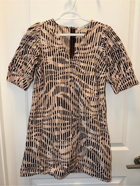 Marie Oliver Beige & Black Geometric Mini Dress